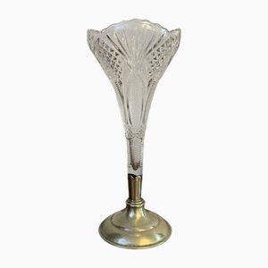 Antique Edwardian Cut Glass and Silver Plated Spill Vase, 1900