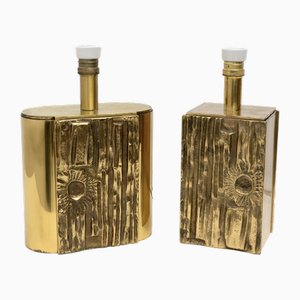 Mid-Century Modern Brass Table Lamps attributed to Esperia Angelo Brotto, 1960s, Set of 2