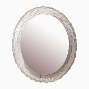 Oval Bathroom Wall Mirror with Lighting and Acrylic Glass Edge by Egon Hillebrand, 1960