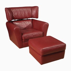 Set of Italian Chair with Footstool, 1980