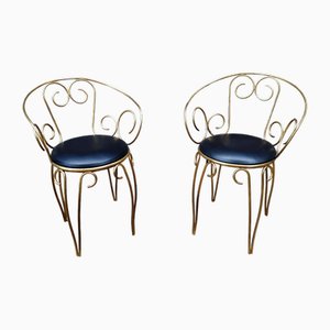 Armchairs with Brass Scrolls, 1960s, Set of 2