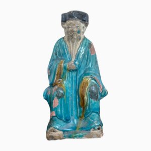 Enamelled Terracotta Statuette of a Wise Man, China