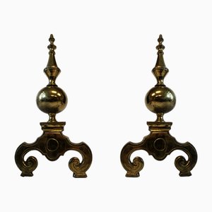 Baroque Bronze Andirons, Set of 2