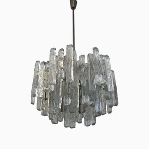 Large Mid-Century Modern Chandelier Ice Glass from J.T. Kalmar, 1960s