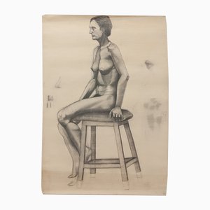 Unknown Artist, Large Nude Study, 1960s, Pencil & Paper