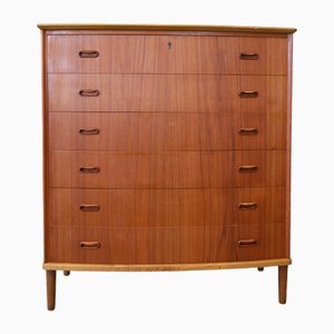 Danish Wide Chest of Drawers in Teak with Arched Front, 1960s