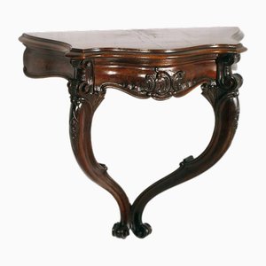 Neo-Baroque Hand-Carved Walnut Nightstand by Dini and Puccini, Florence, 1930s