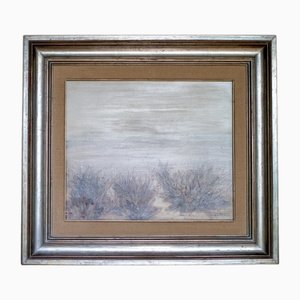 Gloria Alcahud, Paysage, Peinture à l'huile, 1975, Encadré