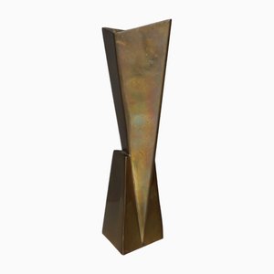 Vase Cubiste en Métal attribué à WMF, 1930s