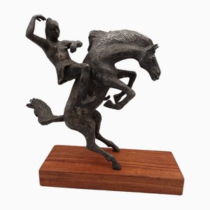 Tommaso Gismondi, Escultura de caballo y jinete, años 80, Bronce