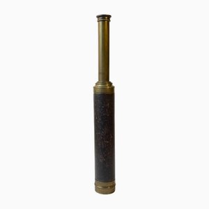 Antique English Telescopic Monocular in Brass and Leather, 19th Century
