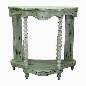 Antique Spanish Pickled Wood Console with Salomónica Legs
