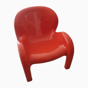 Mid-Century Sculptural Chair in Moulded Orange Polyurethane by Peter Ghyczy for Reuters, Germany