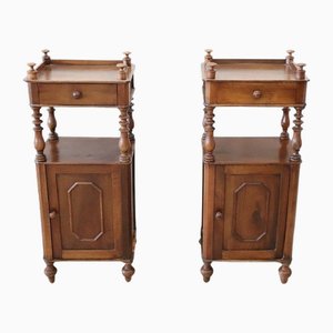 Antique Walnut Nightstands, Mid 19th Century, Set of 2