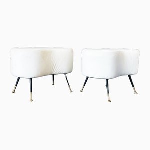 Pouf vintage con dettagli in ottone, anni '70