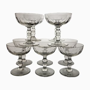 Champagnergläser aus mundgeblasenem Glas, 20. Jahrhundert, 10 . Set