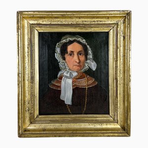 Artiste Victorien, Portrait d'une Noble Dame Âgée, Années 1850, Huile sur Toile, Encadrée