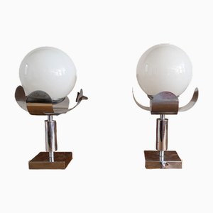 Chromed Metal Table Lamps, 1970s, Set of 2