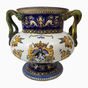 Steingut Vase / Topf von Gien, 19. Jh.