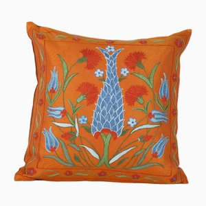 Vintage Handmade Silk Suzani Cushion Cover, 2010s