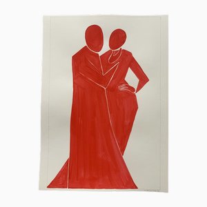 Waleria Matelska, Red Figures, 2022, Acrylique sur Papier