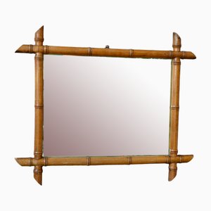 Large Vintage Bamboo Mirror, France, 1940s