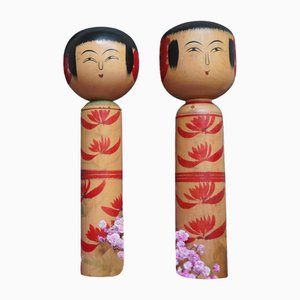 Vintage Traditional Hijiori Kokeshi by Sato Minosuke, Japan, 1940s, Set of 2