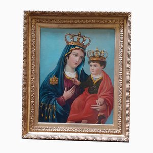 Madonna mit Kind, 1800er, Öl auf Leinwand, Gerahmt