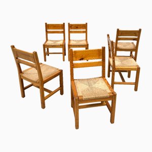 Vintage Danish Pine Chairs with Papercord by TP Design for Gm Møbler, 1970s., Set of 6