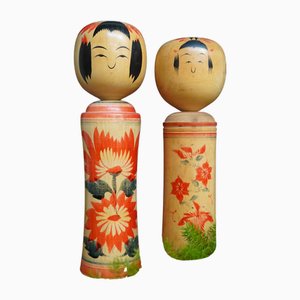 Vintage Traditional Narugo Kokeshi by Yusa Fukuju and Sakurai Shoji, Japan, 1950s, Set of 2