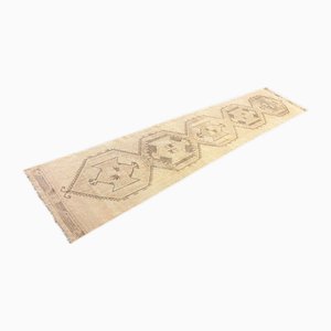 Runner da ingresso beige pastello fatto a mano, anni '80