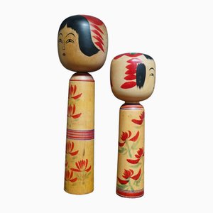 Hijiori Kokeshi Traditionnel Vintage par Sato Jyunosuke and Sato Shoichi, Japon, 1950s, Set de 2
