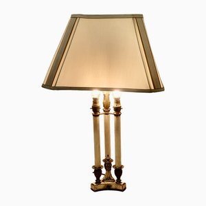 Regency Style Painted Brass Candle Table Lamp, 1930s