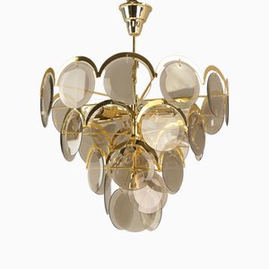 Lampadario a cinque livelli in vetro di Vistosi, anni '70