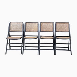 Vintage Rattan Folding Chairs, 1970s, Set of 4