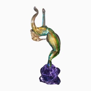 Large Murano Glass Sculpture with Gold Leaf and Alexandrite Base by Sandro Frattin, 1980