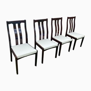 Mid-Century Dining Chairs in Deep Mahogany with White Paris Boucle Upholstery from Meredew, 1960s, Set of 4