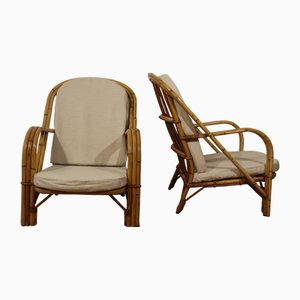 Poltrone in vimini di Adrien Audoux & Frida Minet, anni '50, set di 2