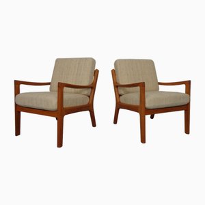 Danish Teak Senator Lounge Chairs by Ole Wanscher for Poul Jeppesen, 1960s, Set of 2