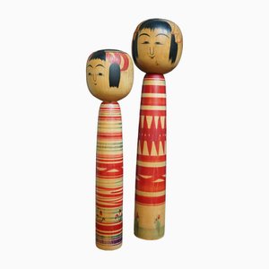 Vintage Traditional Tsuchiyu Kokeshi by Imaizumi Genji and Watanabe Sadami, Japan, 1960s, Set of 2