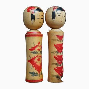 Traditionelles Vintage Nargo Kokeshi von Okazaki Seishi, Japan, 1970er, 2er Set