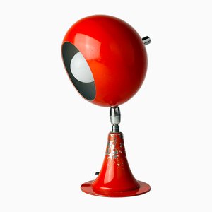 Vintage Red Metal Desk Lamp Eyeball, Italy, 1970s