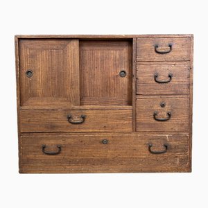 Mueble de almacenamiento Tansu japonés tradicional de la época Meiji, década de 1890