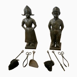 Iron Dutch Girl and Boy Companion Set, 1930s, Set of 8