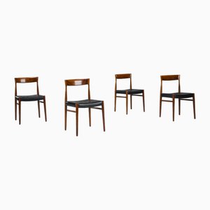 Mid-Century Palisander Dining Chair with Lether, 1950s, Set of 4
