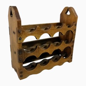 Brutalist Oak Wine Rack, 1970s