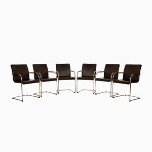 S55 Leather Chairs in Black from Thonet, Set of 6