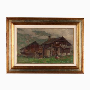 M. Moretti Foggia, Mountain Cabins, 1900s, Oil on Wood, Framed