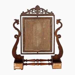 Small Antique Cheval Mirror in Mahogany Poplar