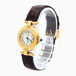 Must Colisee Gold Plated Leather Quartz Watch from Cartier